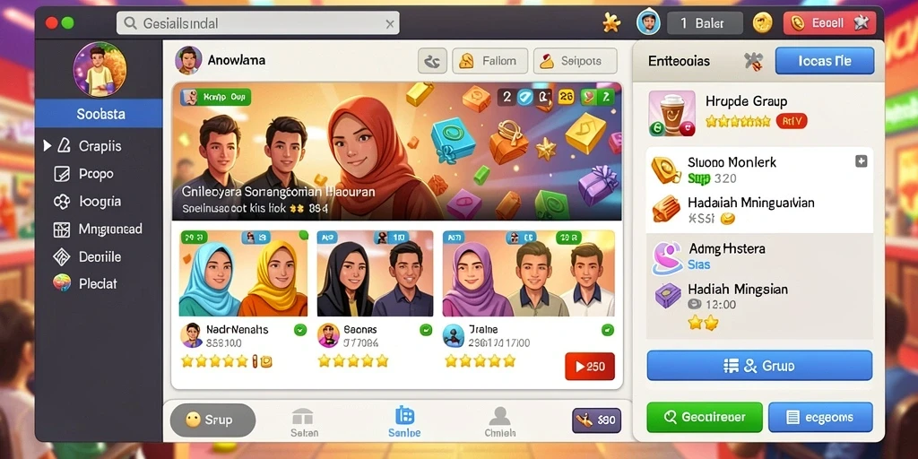 Screenshot menunjukkan fitur interaksi dengan pemain lain.